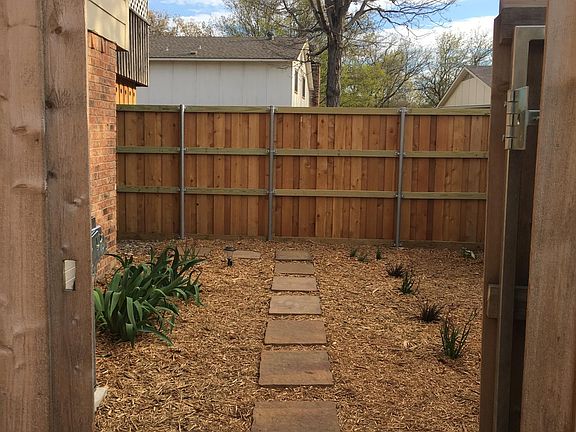 Small easy to maintain. Surrounded by 8ft. privacy fence