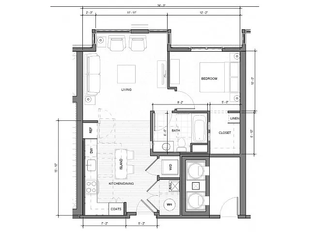 Floor plan 1BR-G