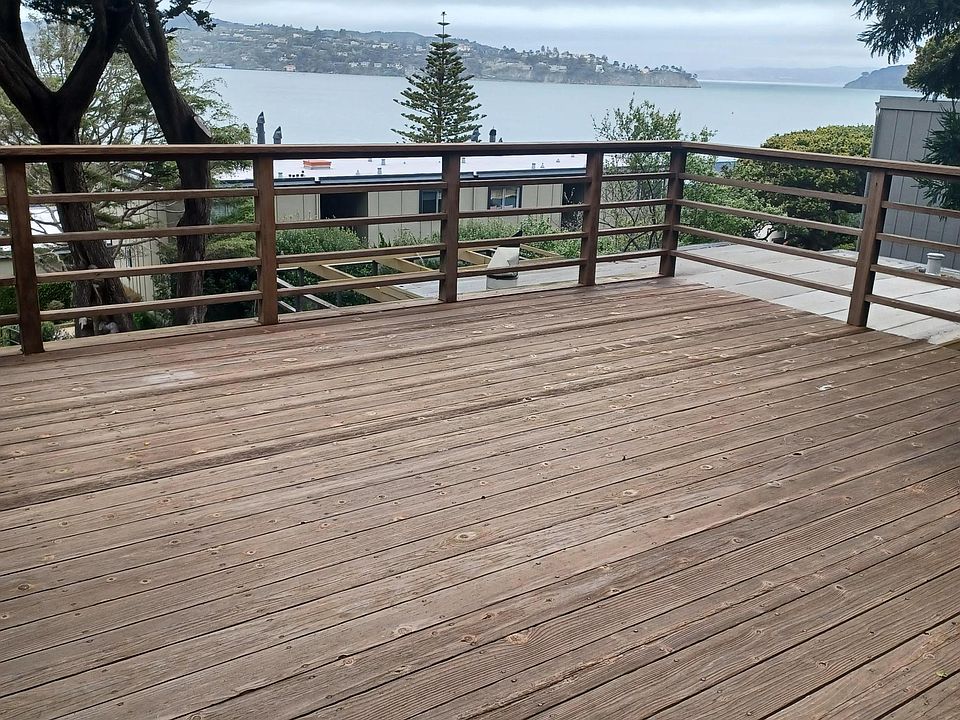 Expansive Redwood deck