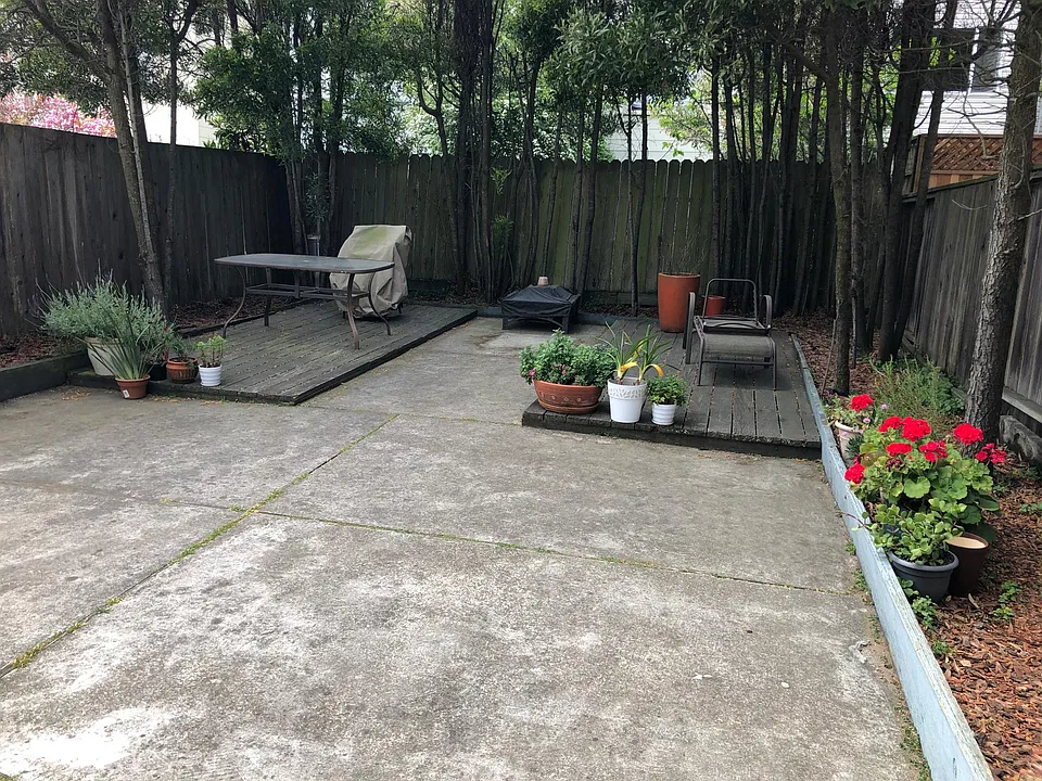 Fenced backyard