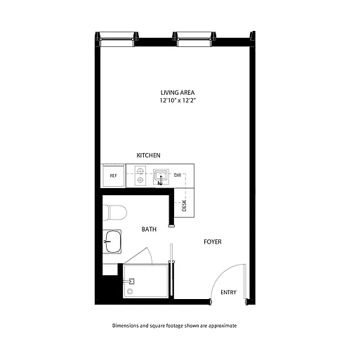Floor plan Emerald - Studio / 1 Bath