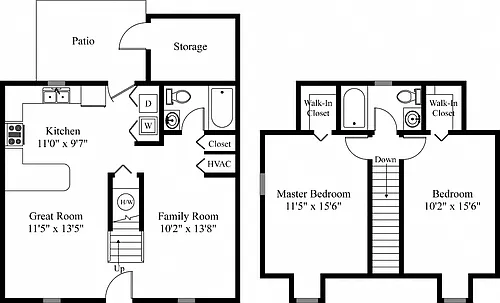 Floor plan 2 BR Arlington