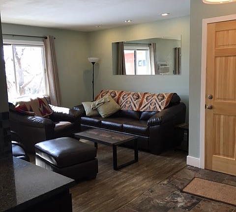 Living room with leather furniture