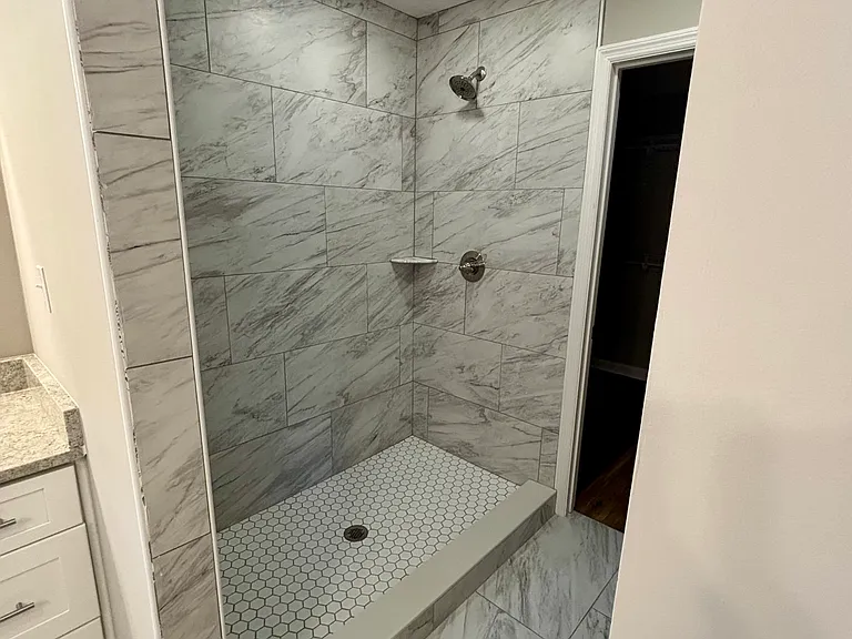 All new tile shower in master