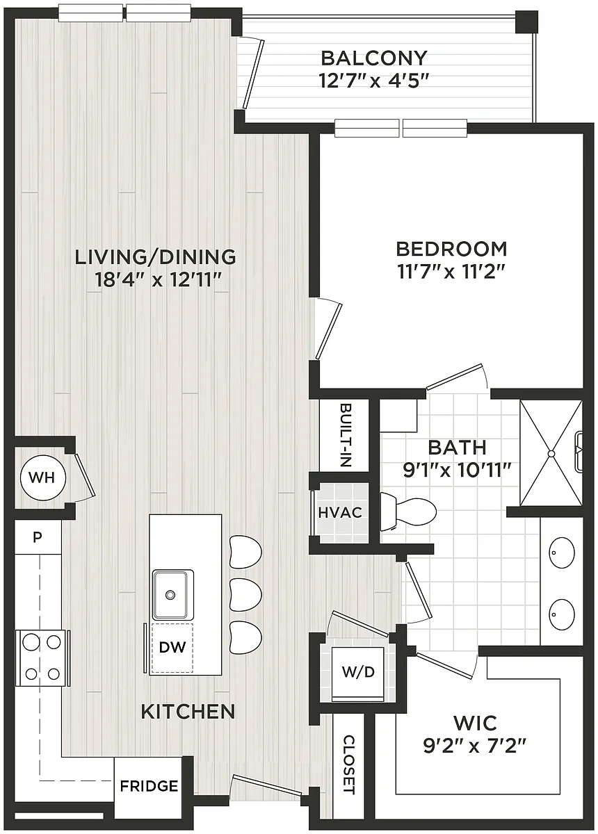 Floor plan 1 Bed/1 Bath-B7