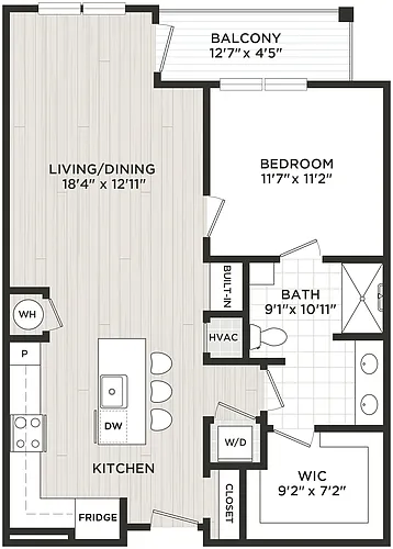 Floor plan 1 Bed/1 Bath-B7
