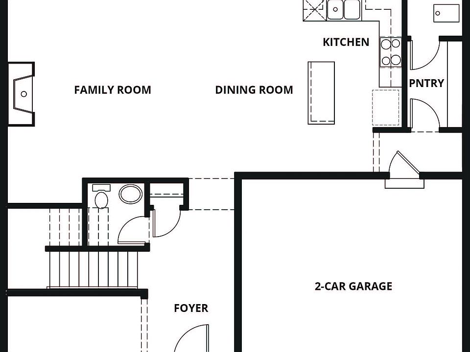The first floor of the Henry has the chef ready kitchen and a spacious family room.