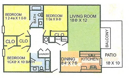 Floor plan 3 Bed 2 Bath