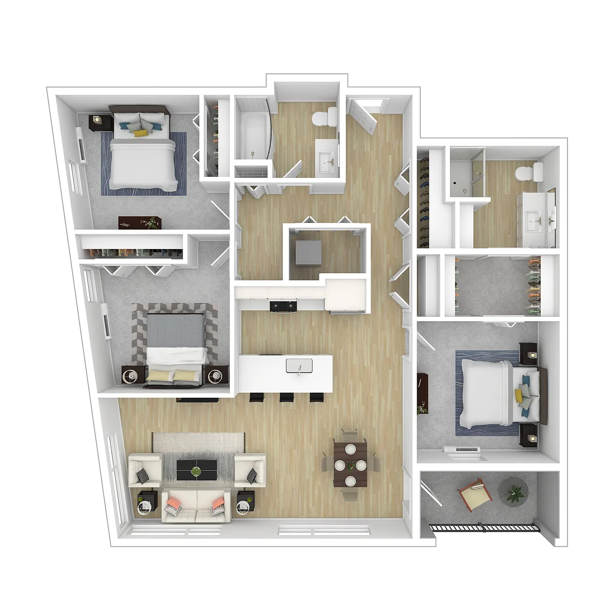 Floor plan Three Bed Two Bath_c1.2
