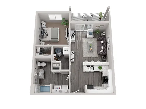 Floor plan 1Bed/1Bath
