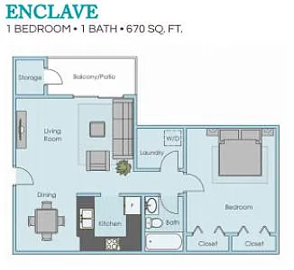Floor plan Enclave 1 Bedroom
