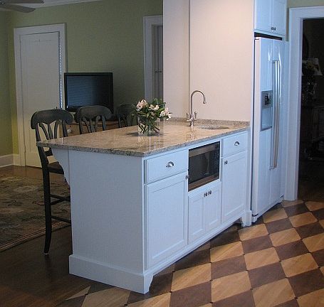 totally renovated kitchen with custom designed floor