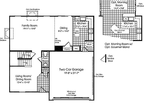 Venice Floor Plan - Main Level with Morning Room Option