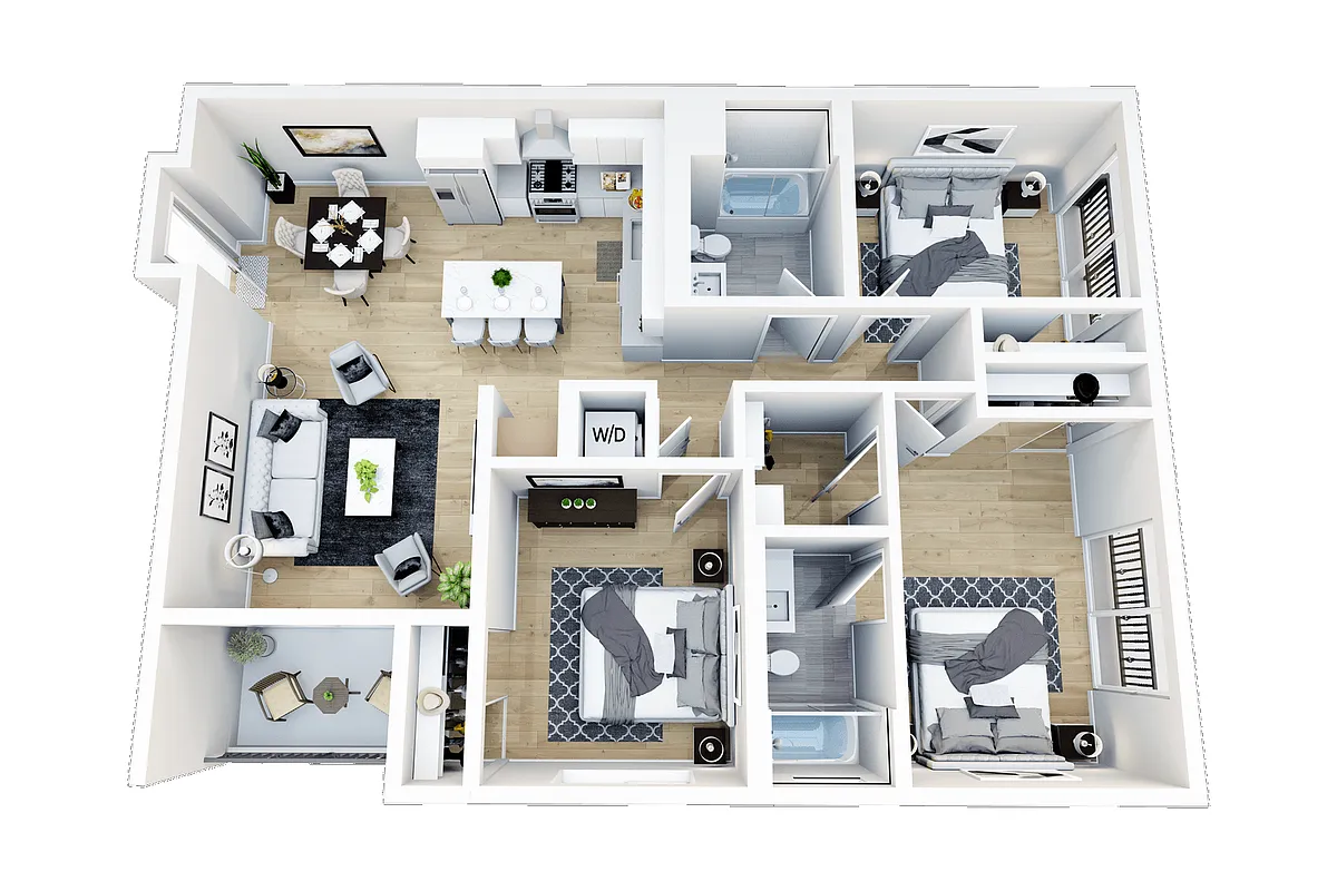 Floor plan 3 Bedroom, 2 Bath