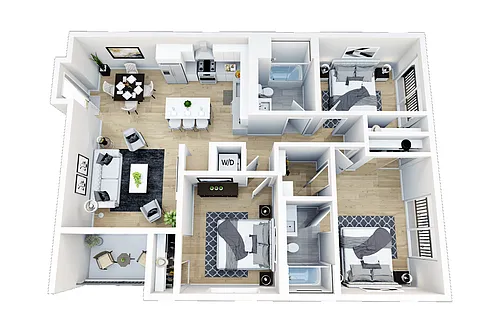 Floor plan 3 Bedroom, 2 Bath