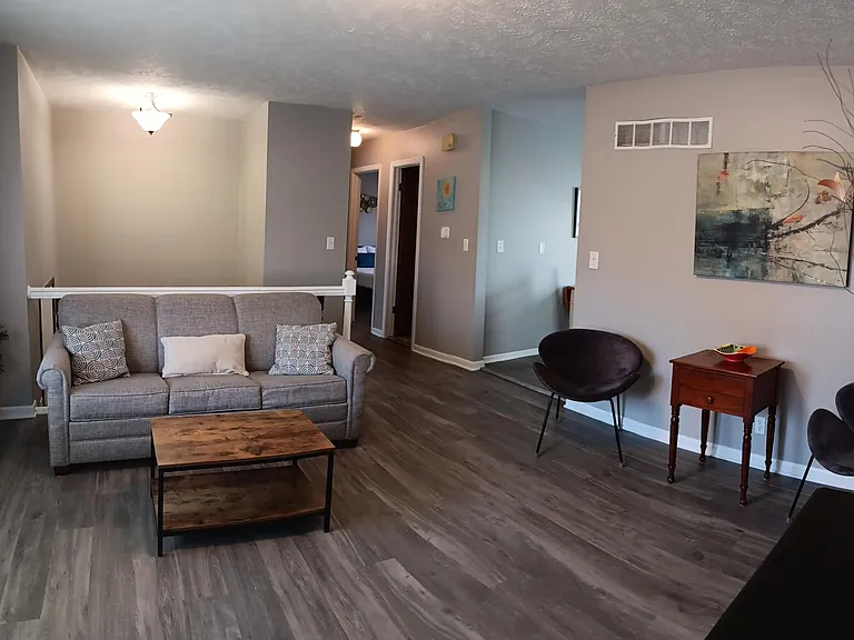 Upstairs Living room with luxury vinyl flooring.