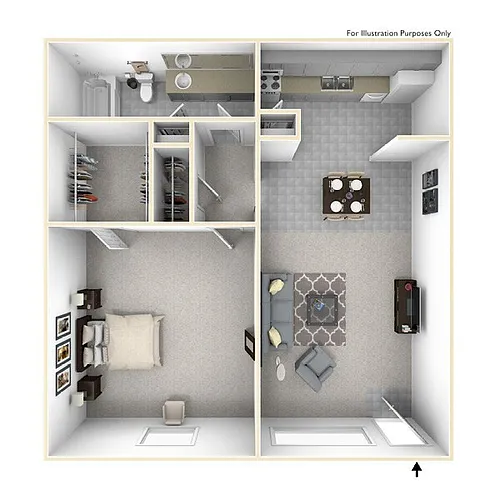 Floor plan 1 bedroom 1 bath