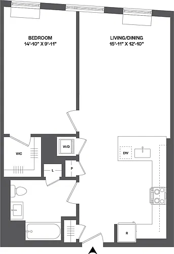 Floor plan 1 Bed/1 Bath-1B-2.1