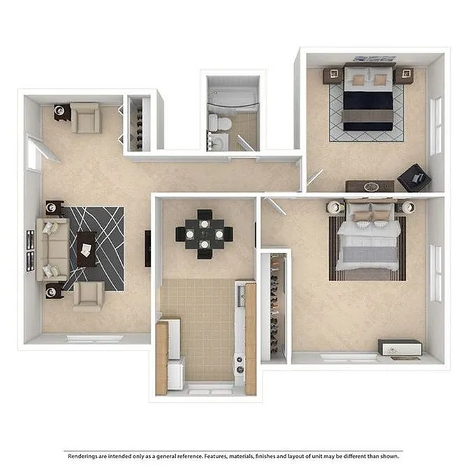 Floor plan Calamia Drive 2 Bedroom/1 Bathroom - West