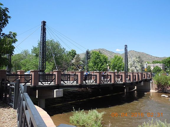 Clear Creek bridge from bldg.