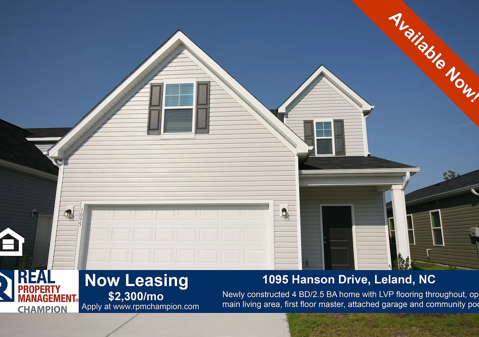 Newly Constructed 4 BD/2.5 BA Home in the East Lake Community in Leland — Photo 1