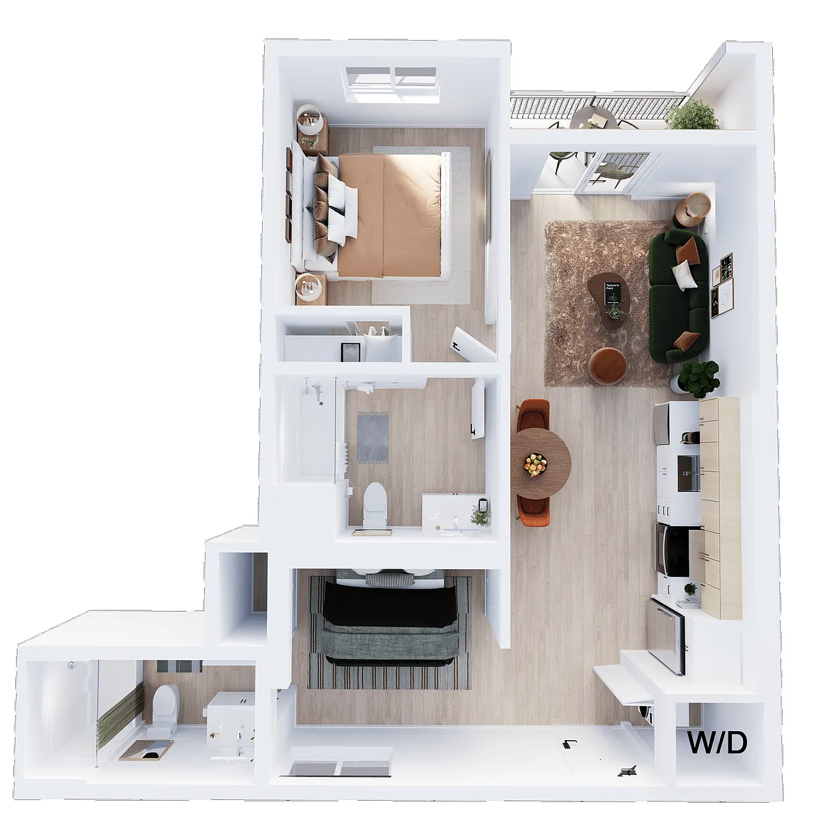 Floor plan Plan E - 1 Bedroom Plus Den, 2 Bath
