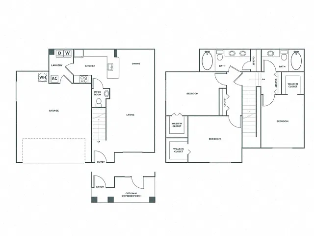 Floor plan Three Bedroom Two and a Half Bath (1461 SF)