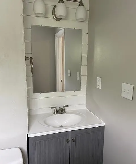 Recessed vanity.