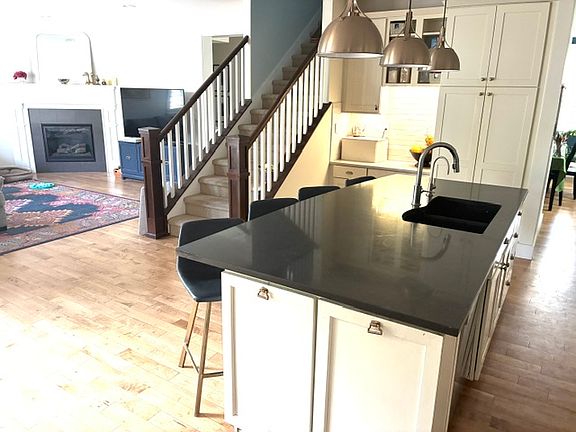 Kitchen/Living Room with fireplace