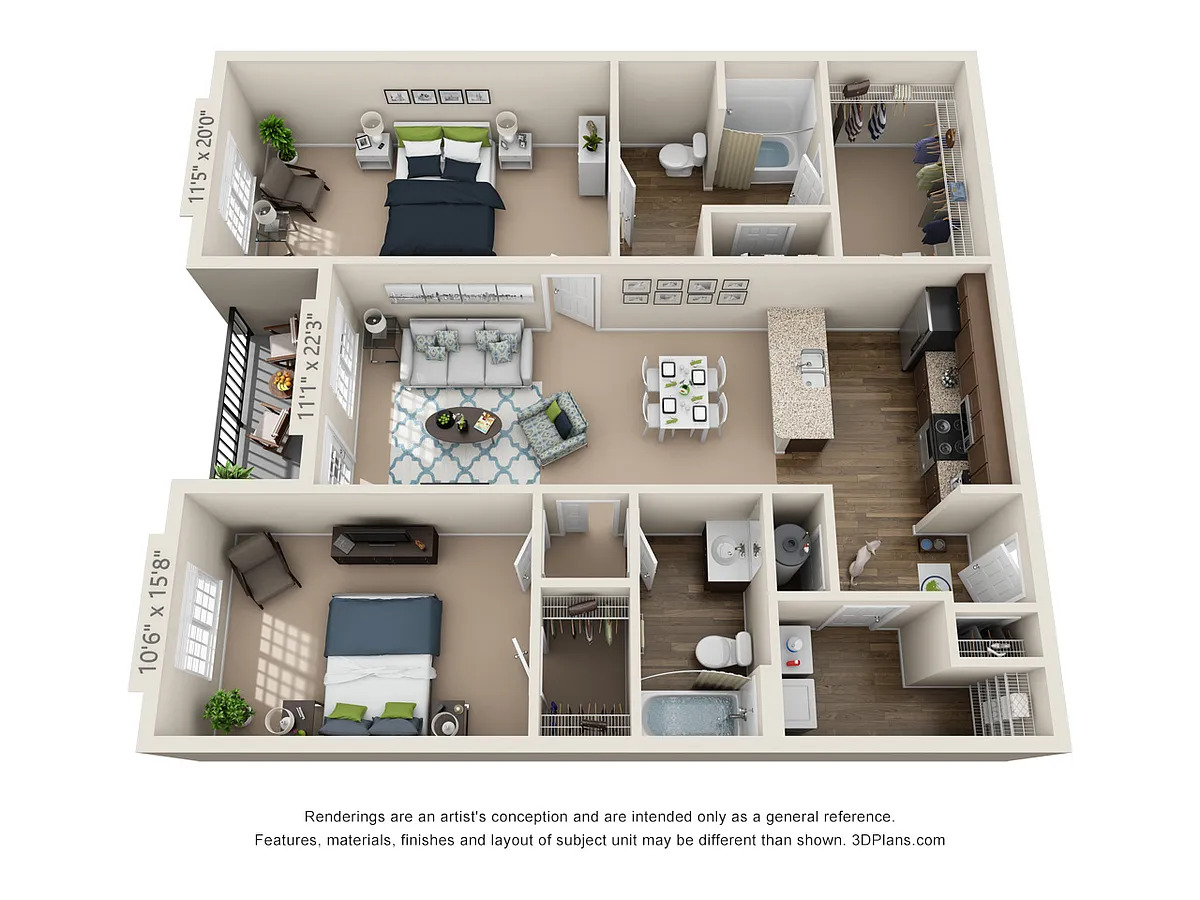 Floor plan B2 Mill on Price - Two Bedroom, Two Bathroom