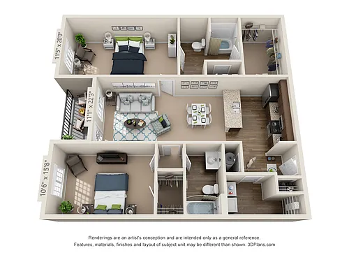 Floor plan B2 Mill on Price - Two Bedroom, Two Bathroom