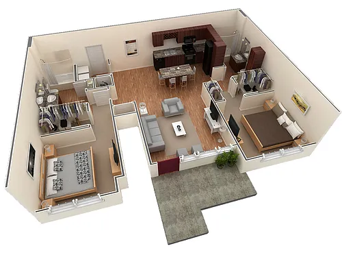 Floor plan 2 BR Grand Courtyard
