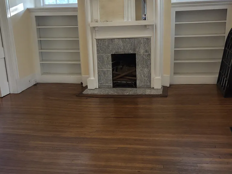 Built-in bookshelves accentuate this great space.
