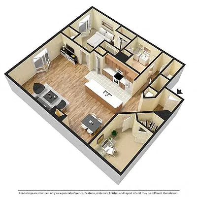Floor plan 1 bedroom 1 bath Den, 1120 sq ft