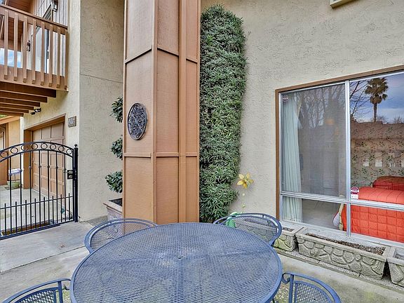 The guest bedroom overlooks the courtyard...
