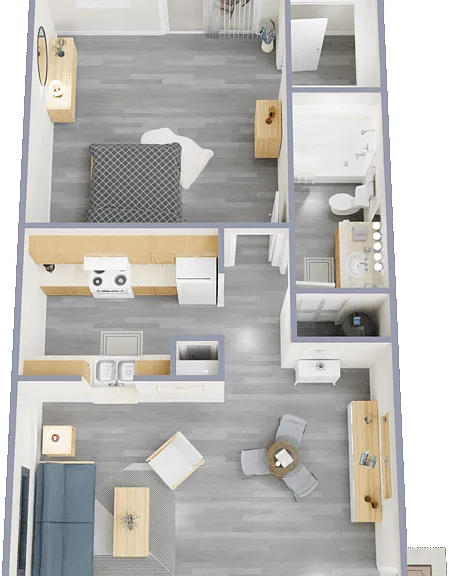 1x1 Floorplan Diagram