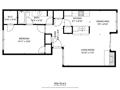 Floor plan One Bedroom Building 2 Plan 2