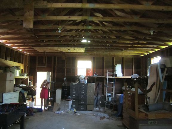 Large garage with high roof