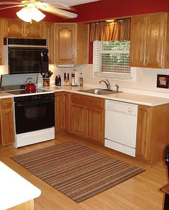 kitchen opens to family room
