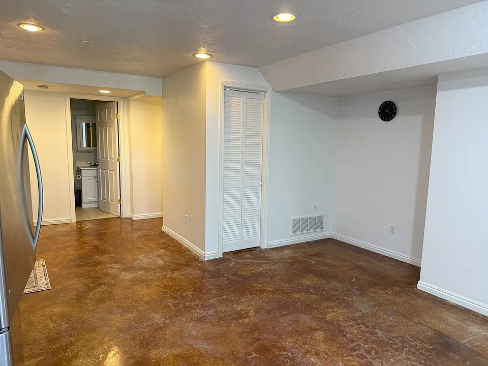 Living area with full kitchen, and washer and dryer