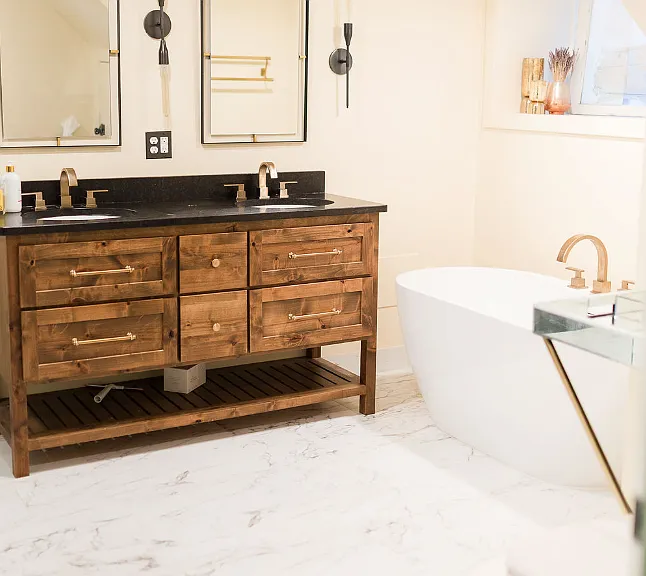 Luxiourus bathroom with heated floors