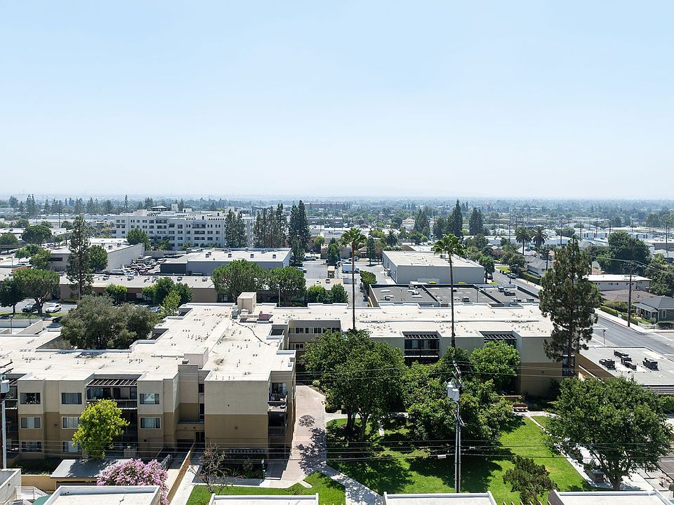 Drone view of Oak Park Apartments in Monrovia, California