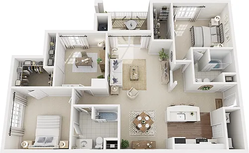 Floor plan B4: 2 Bed 2 Bath