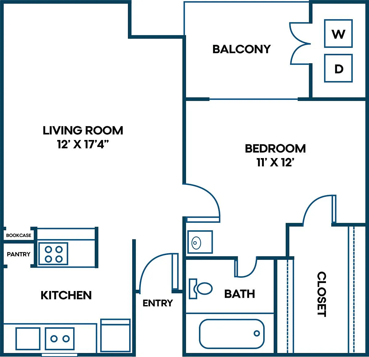 Floor plan 1 Bed | 1 Bath | 593 SQFT