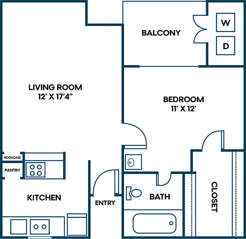 Floor plan 1 Bed | 1 Bath | 593 SQFT