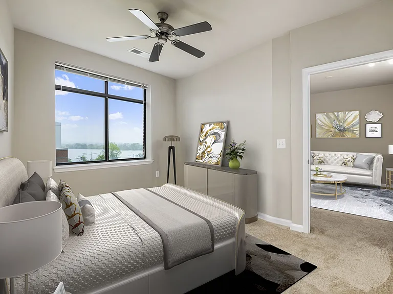 Elegant bedrooms with large windows