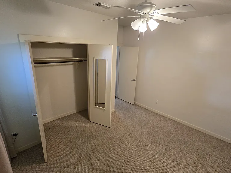Second downstairs spacious bedroom with closet and window to the back yard.