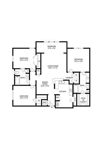 Floor plan Haven Wood w/ Sunroom