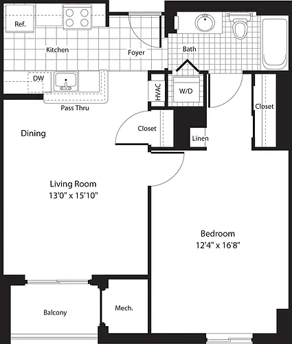 Floor plan 1 Bedroom L