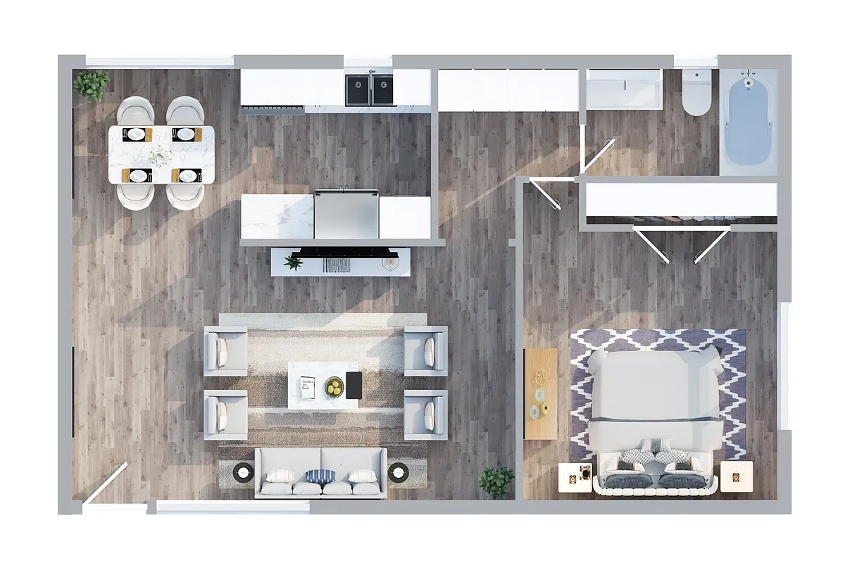 Floor plan White 1-Bedroom